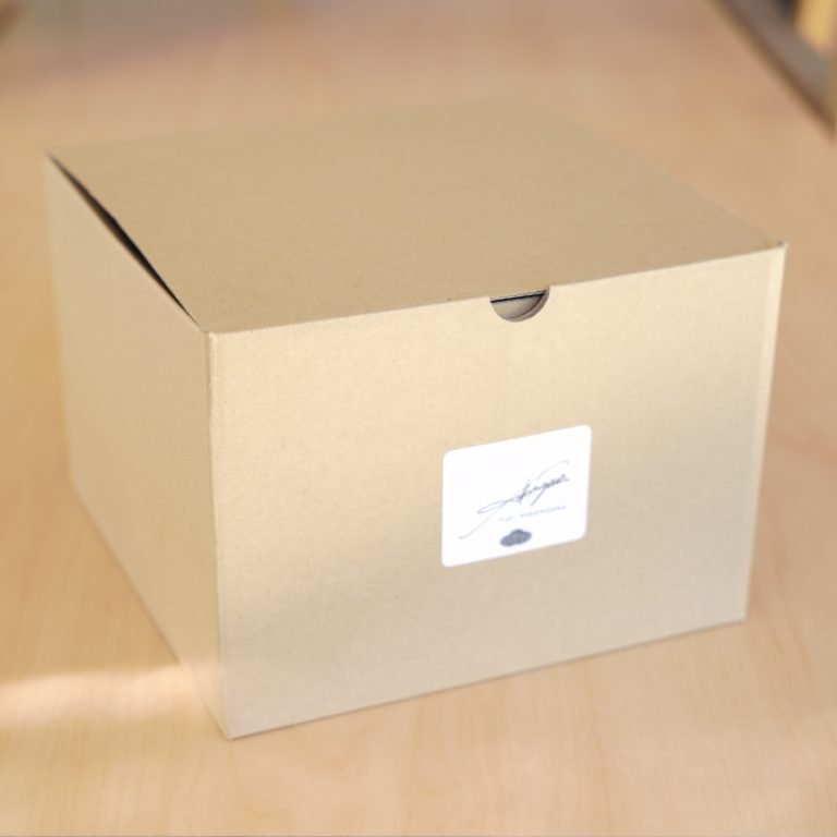 A shipping box packed with moss at Seiyo Moss Garden, ready to leave for overseas
